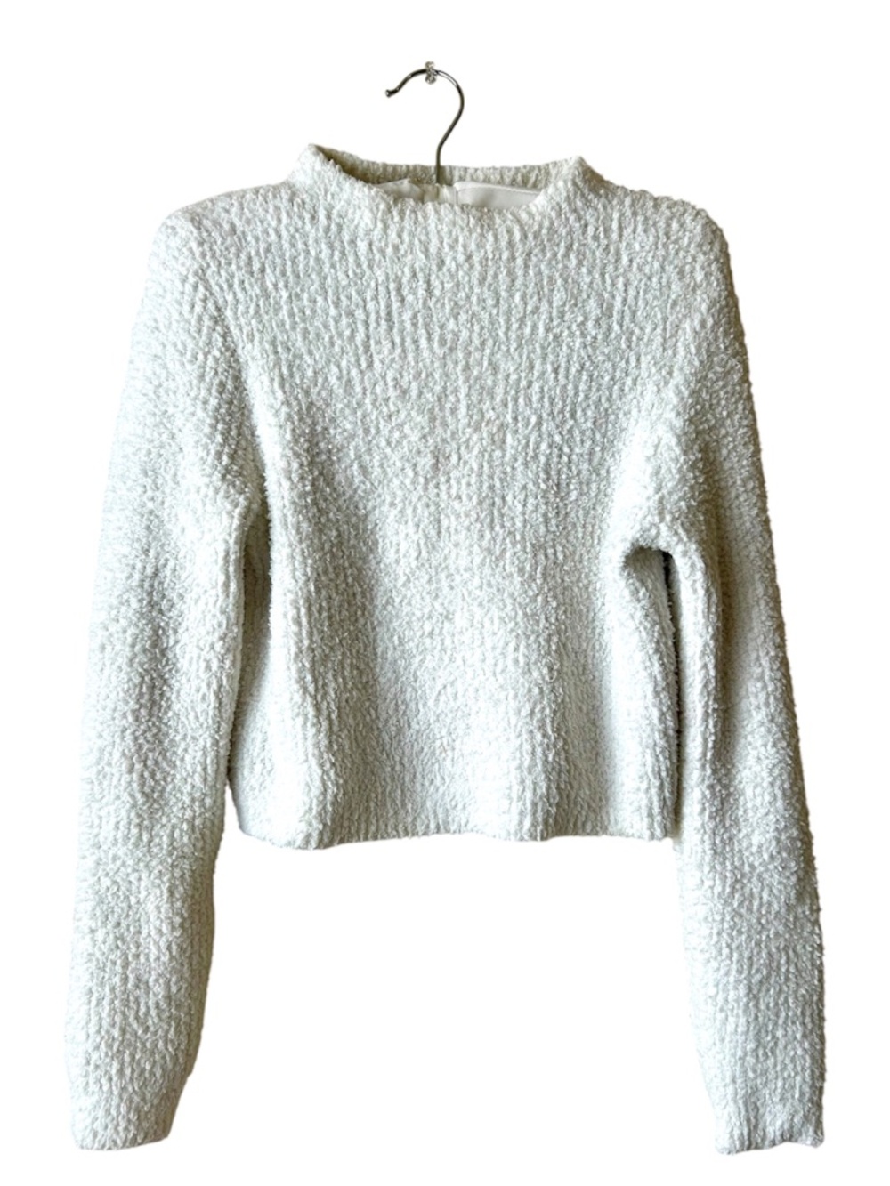 Aerie White Fuzzy Lounge Sweater Crop Top Long Sleeve Small